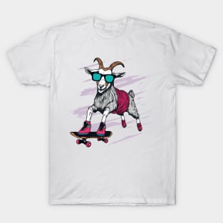 Funny goat skateboarding design T-Shirt